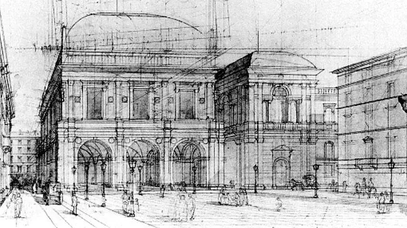 Antonio Tagliaferri, «Prospettiva di palazzo Loggia ed edifici adiacenti» (1873-92)