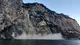 Il crollo del materiale franato nel lago a Tremosine