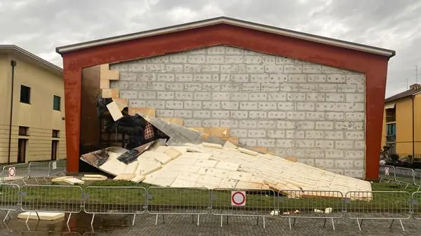 Il murale danneggiato alla scuola di Orzinuovi - © www.giornaledibrescia.it