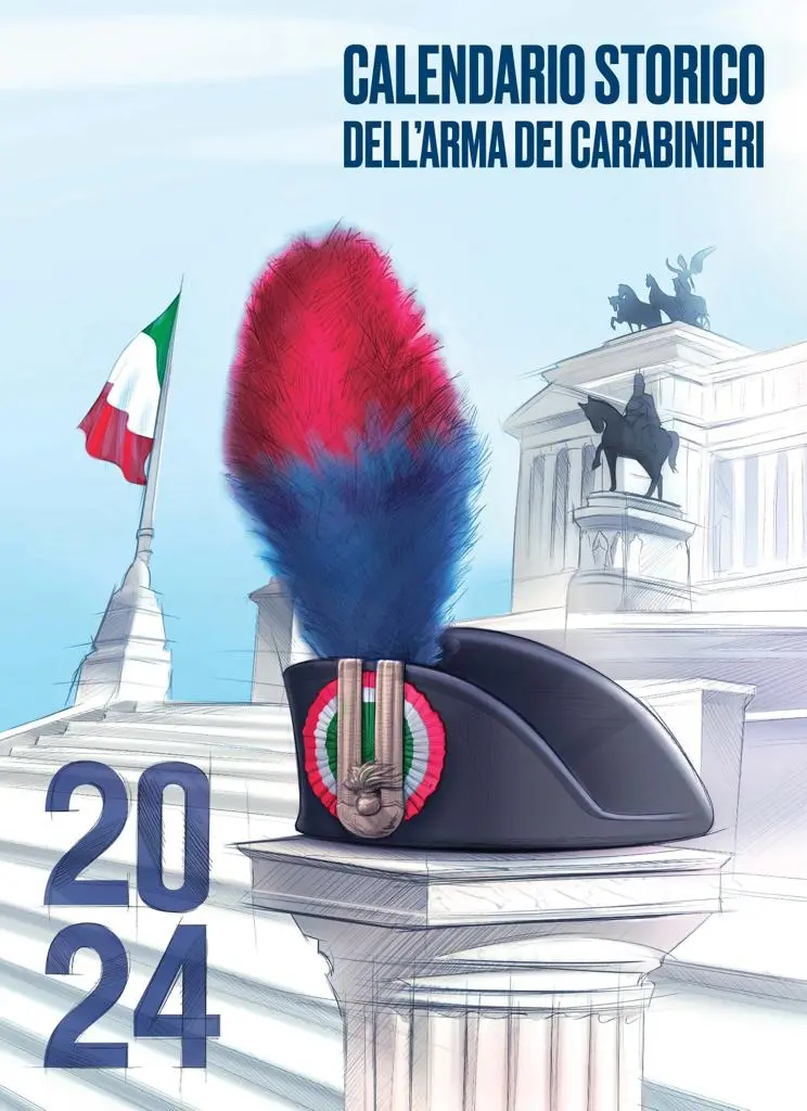 Alcune tavole illustrate del calendario dei carabinieri 2024