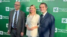 Da sinistra il ministro Valditara, Tironi e Fontana - © www.giornaledibrescia.it