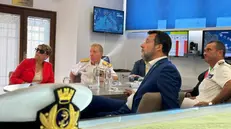 Il ministro Matteo Salvini in visita alla Guardia Costiera di Salò