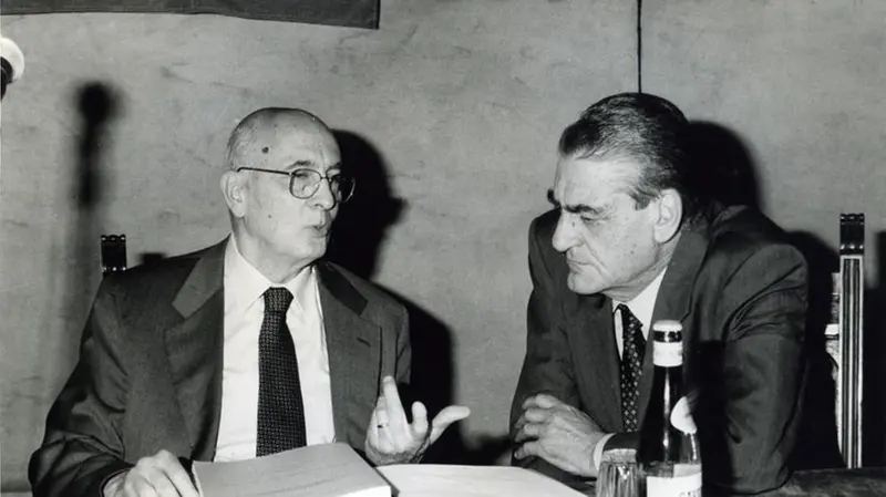 Napolitano e Martinazzoli, ministro dell'Interno l'uno e sindaco di Brescia l'altro, nel 1997 - © www.giornaledibrescia.it