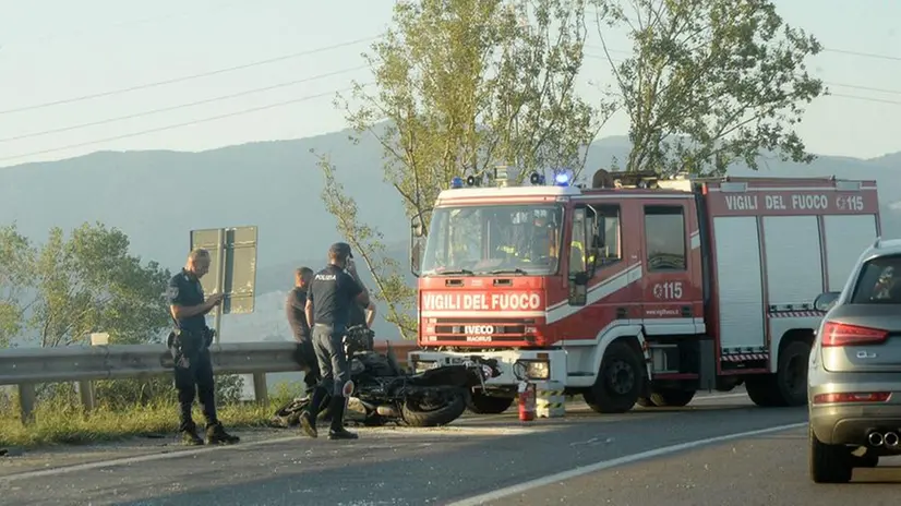 La moto del 39enne bergamasco morto sulla Sp 45 bis