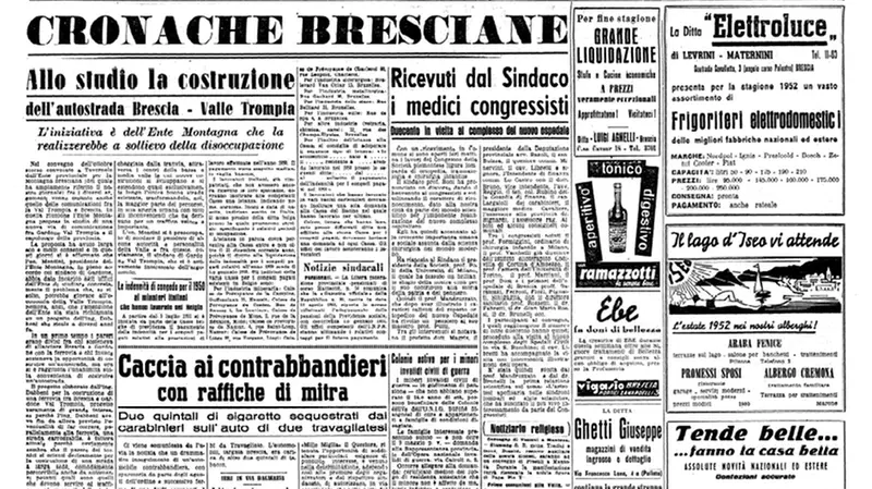La pagina del 27 aprile 1952 del Giornale di Brescia