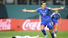 Cristiana Girelli esulta dopo il gol contro l'Argentina - Foto dall'account Instagram Azzurrefigc