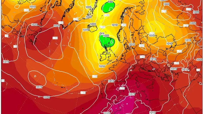 Il caldo abbraccio dell'anticiclone subtropicale visto dai modelli meteo, fonte www.wetterzentrale.de