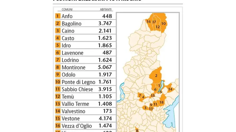 Dove sono i comuni a rischio radon - © www.giornaledibrescia.it