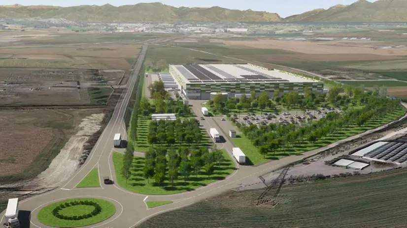 Il disegno del progetto del polo logistico di Lonato