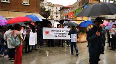 La protesta no vax fuori dal tribunale di Brescia
