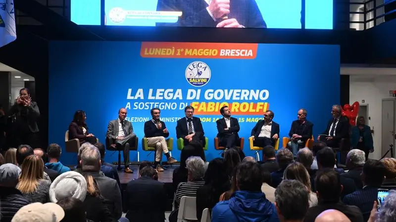 I leader della Lega a Brescia per Fabio Rolfi il Primo maggio