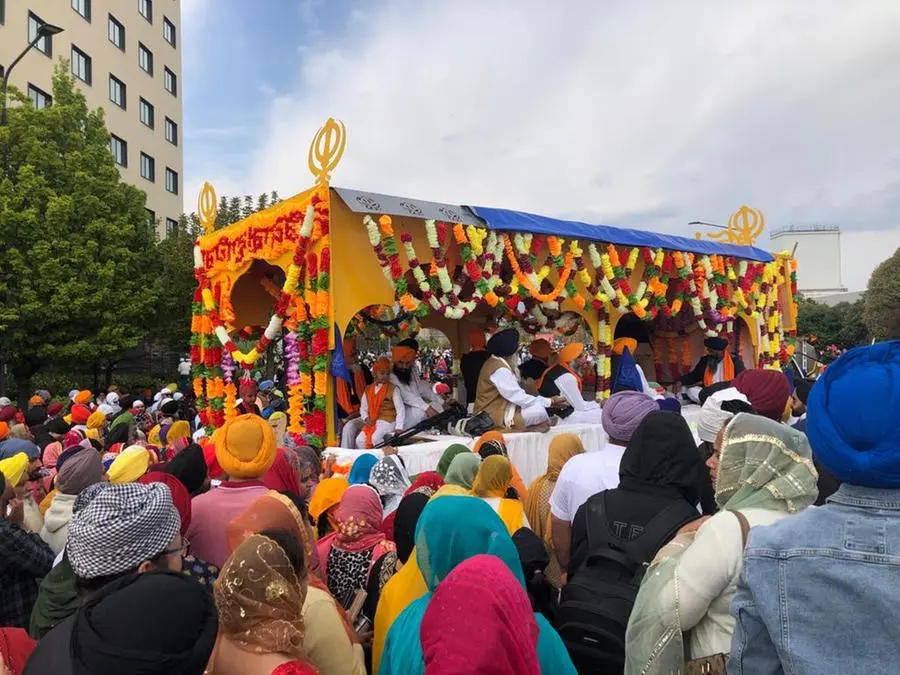 Il corteo sikh per le vie di Brescia