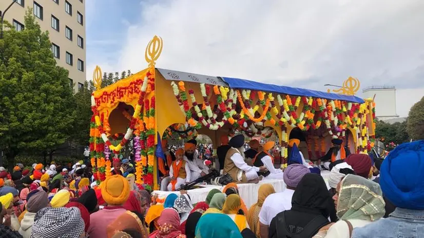 Il corteo sikh per le vie di Brescia