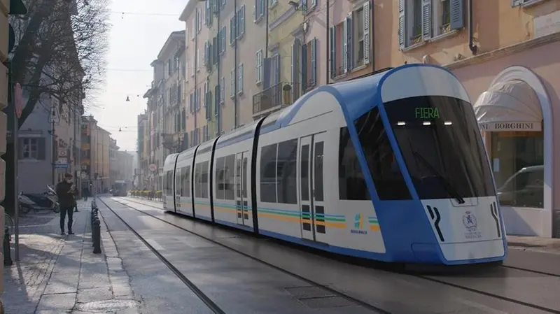 Un'immagine di come sarà il tram in via Mazzini - © www.giornaledibrescia.it