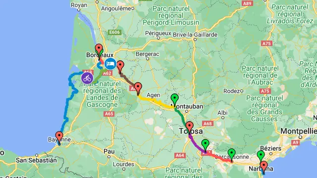 L'itinerario dell'avventura della «Famiglia on bike» - Google Maps / elaborazione