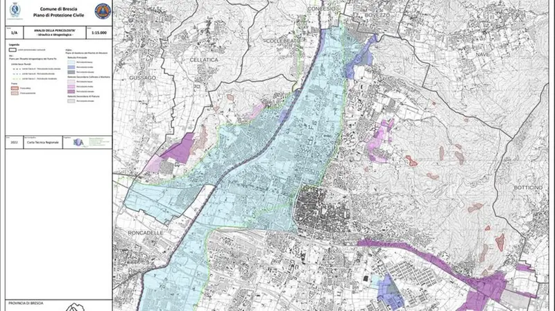 La mappa del rischio idrogeologico contenuta nel Piano comunale di Protezione civile