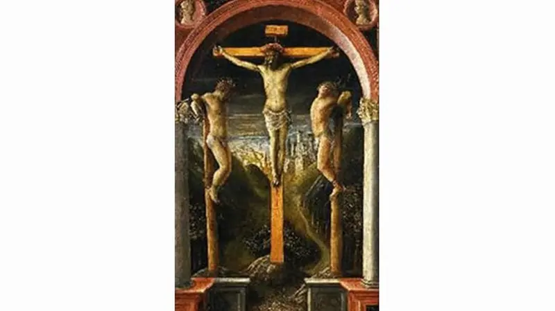 Il dipinto «I Tre Crociffissi» di Vincenzo Foppa - © www.giornaledibrescia.it
