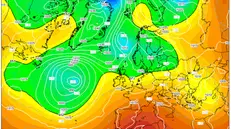 Una mappa meteorologica che mostra la situazione prevista oggi in Europa