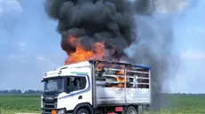 Il camion in fiamme a San Paolo - © www.giornaledibrescia.it