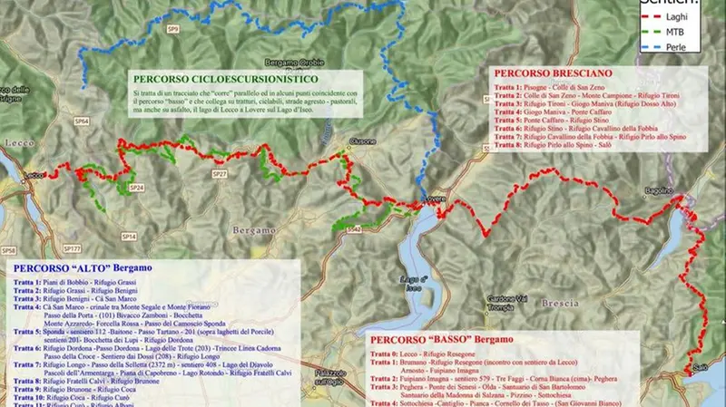 I tre tracciati, più quello cicloescursionistico