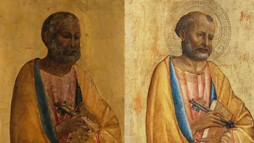 Il dipinto del Foppa prima e dopo il «mascheramento»