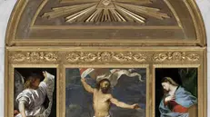 La parte alta del Polittico Averoldi, opera di Tiziano, nella chiesa dei Santi Nazario e Celso a Brescia - © www.giornaledibrescia.it