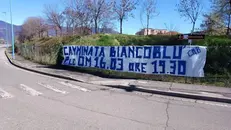 Uno striscione affisso dalla Curva Nord del Brescia - Foto tratta da Facebook