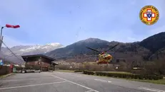 L'elicottero intervenuto per i soccorsi in Valbondione