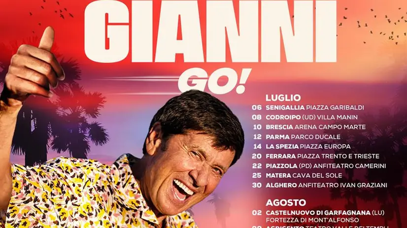 La locandina che presenta il tour estivo di Gianni Morandi - Foto tratta da Fb