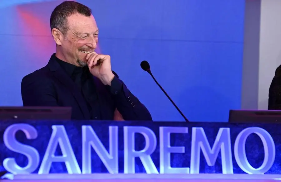 Amadeus e Gianni Morandi alla presentazione della 73esima edizione del Festival di Sanremo