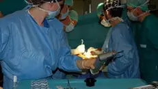 Chirurghi in sala operatoria durante un prelievo di organi
