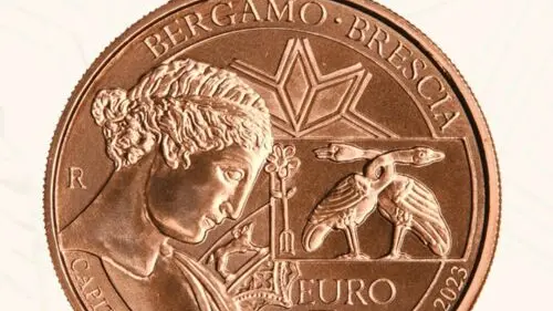 La moneta coniata per Bergamo-Brescia Capitale della cultura 2023