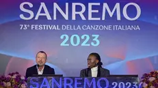 La conferenza stampa di presentazione della terza serata di Sanremo - Foto Ansa/Riccardo Antimiani © www.giornaledibrescia.it