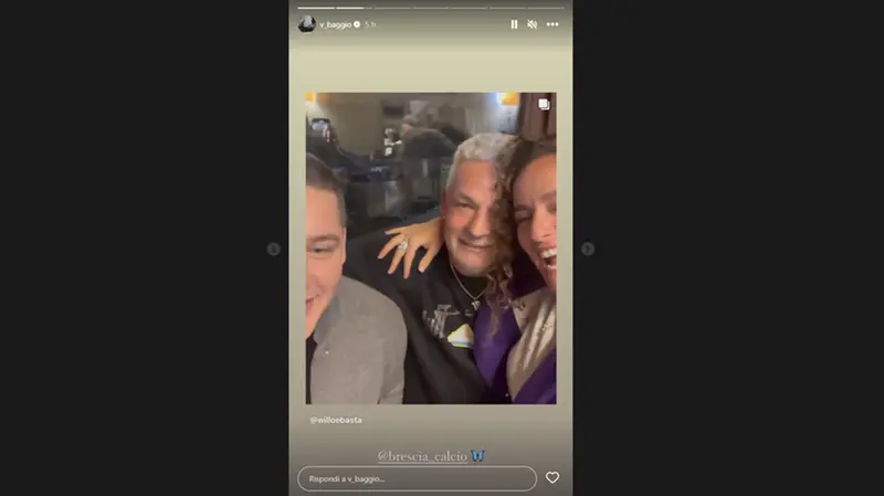 Roberto Baggio con i figli Mattia e Valentina - Foto Instagram