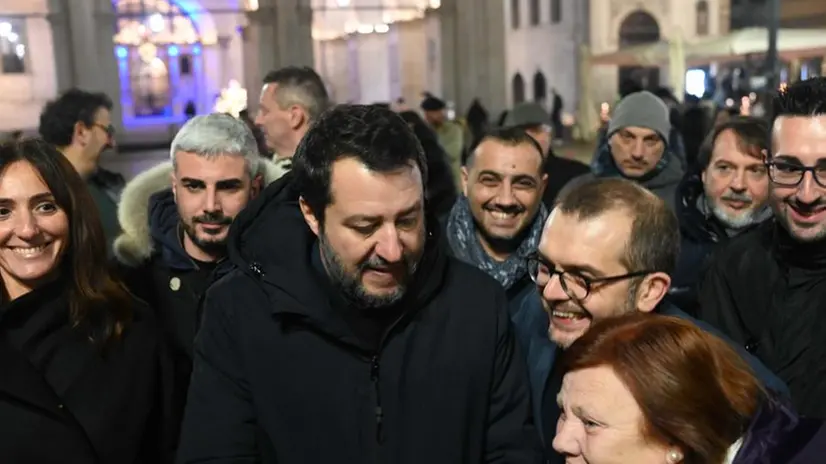 Salvini è stato anche in città per l'incontro con il candidato sindaco Rolfi