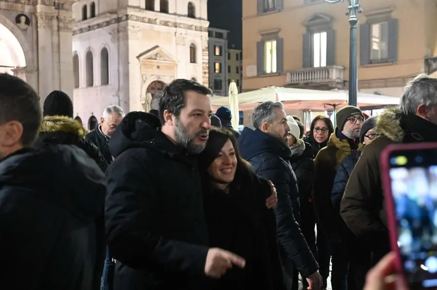Salvini è stato anche in città per l'incontro con il candidato sindaco Rolfi