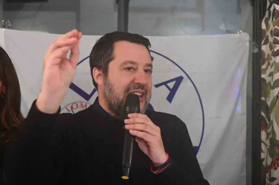 Salvini è stato anche in città per l'incontro con il candidato sindaco Rolfi