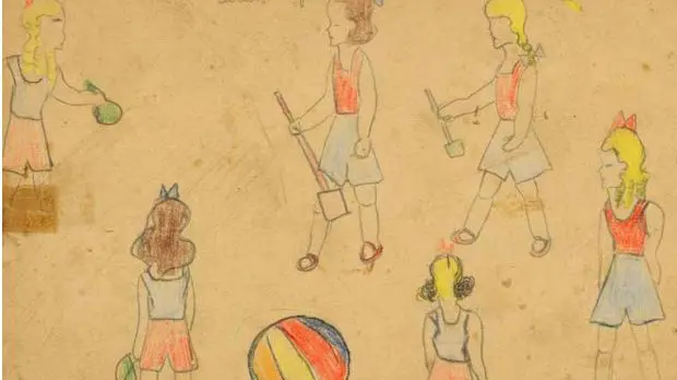 Disegni realizzati a Bratislava nel 1943 da Silberstein Vera da Bratislava prima deportata a Birken