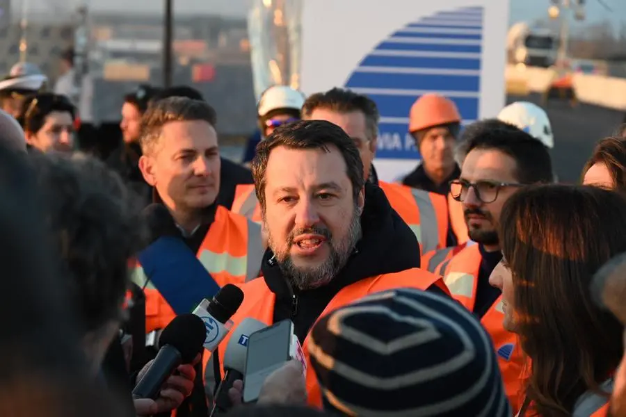 Il ministro Matteo Salvini al cantiere della Corda Molle a Azzano Mella