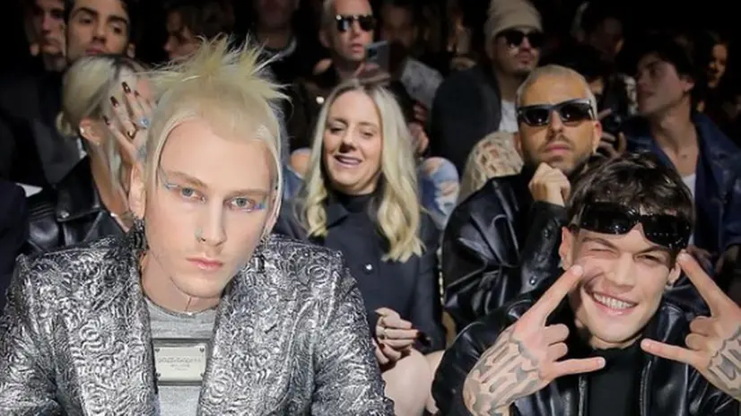 L'americano Machine Gun Kelly e il bresciano Blanco alla sfilata di Dolce&Gabana - Foto dal profilo Instagram di djshablo