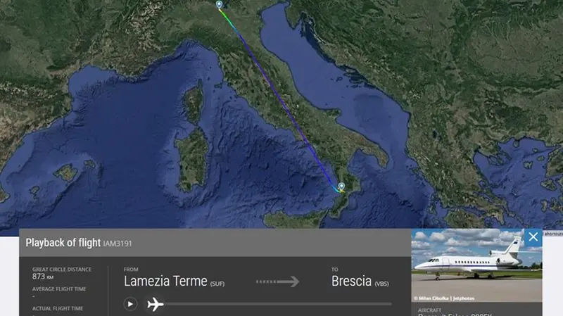 Il percorso del velivolo dell'Aeronautica - © www.giornaledibrescia.it