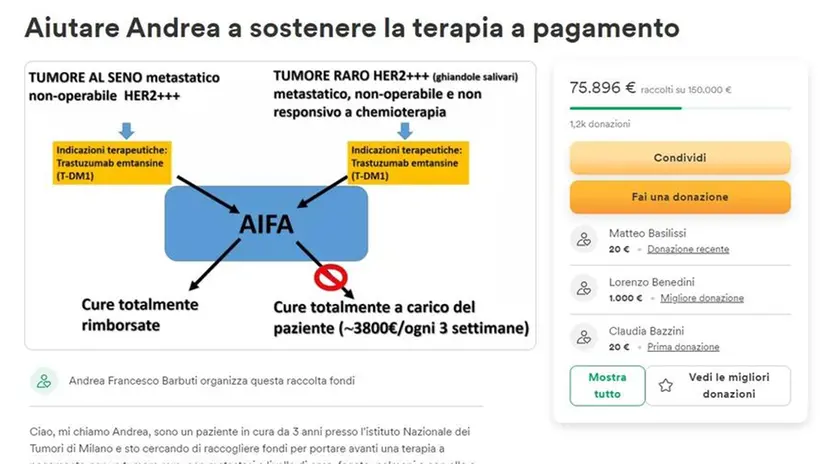 La raccolta fondi per Andrea Barbuti