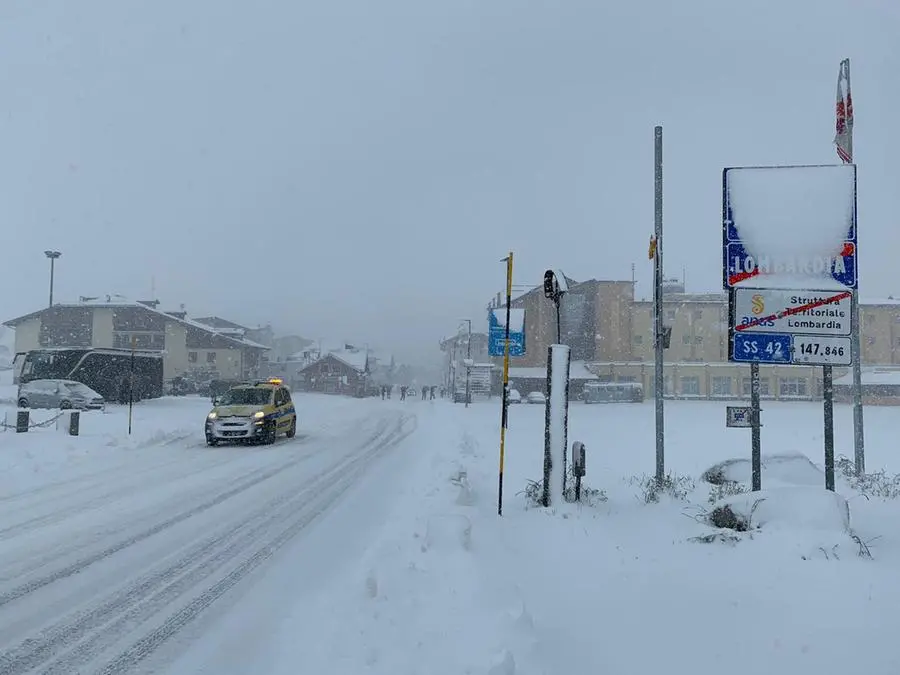 Nevica a Ponte di Legno: strade imbiancate