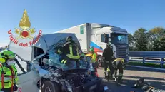 L'incidente in A21 ha coinvolto un furgone