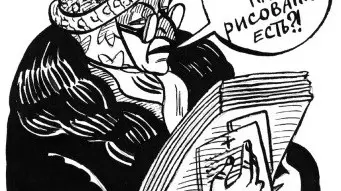 Un disegno di Lomasko: «La benedizione per disegnare ce l’hai?»