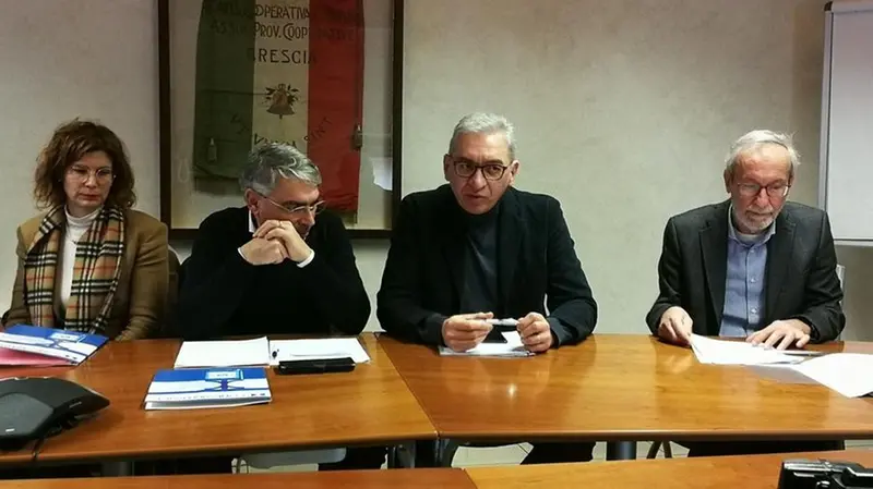 L’incontro in Confcooperative. Da sinistra: Benedetti, Festa, Sormani e Guerrini - © www.giornaledibrescia.it