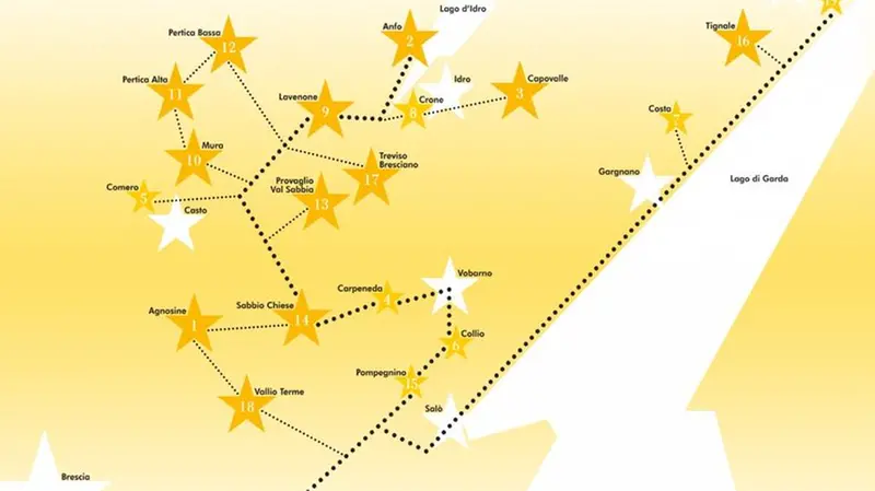 La cartina dei territori che danno vita alla costellazione del Canto delle Stelle - © www.giornaledibrescia.it