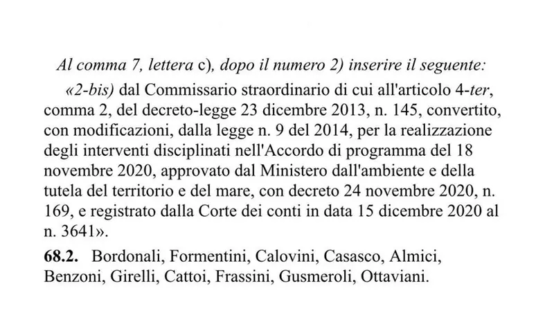 L'emendamento presentato dai parlamentari bresciani - © www.giornaledibrescia.it