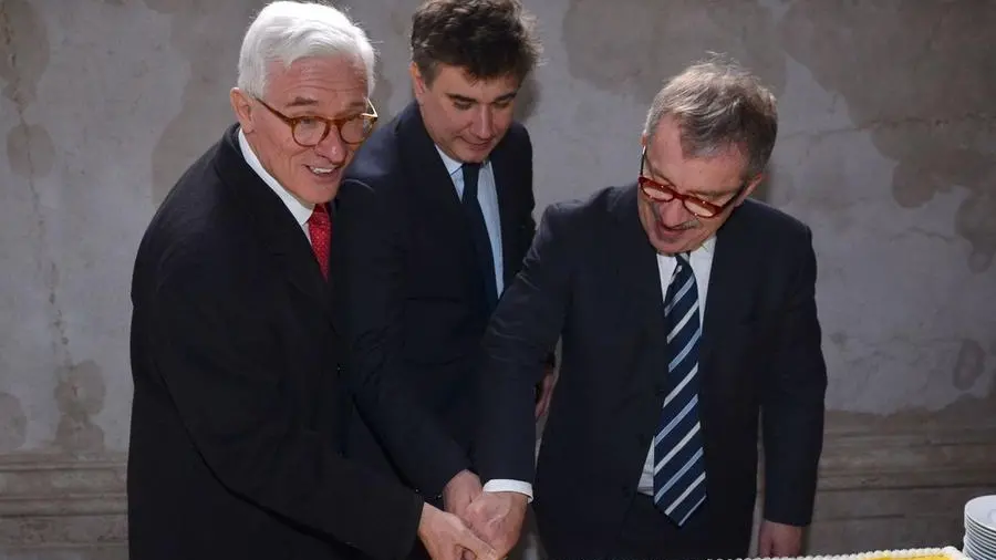 L’inaugurazione della metro di Brescia nel 2013 con Corsini, Paroli e Maroni - Foto © www.giornaledibrescia.it