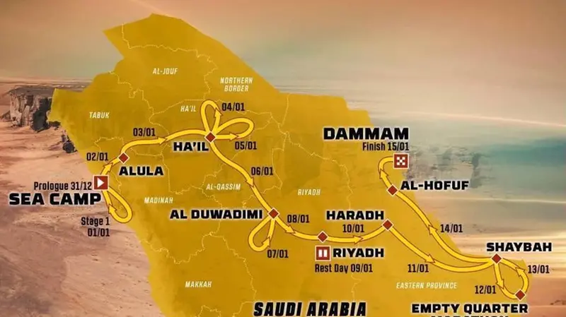 Rally Dakar: il tracciato attraverso l'Arabia Saudita - © www.giornaledibrescia.it